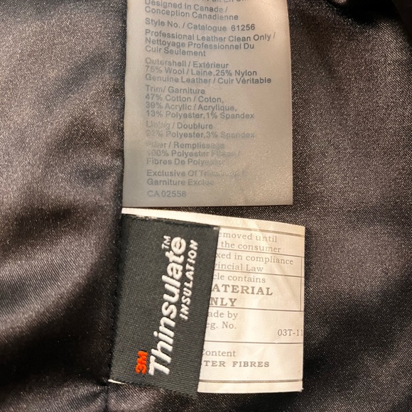 Classic Danier Herringbone Print Wool Coat with Leather trim and sleeves - Picture 7 of 9